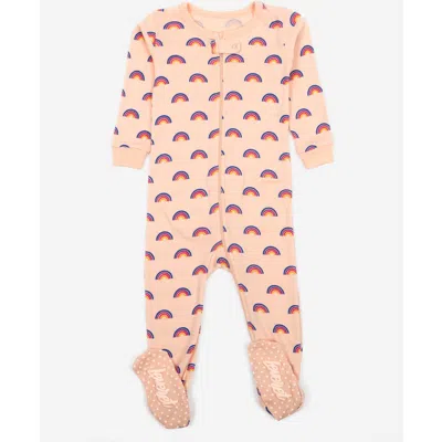 Leveret Kids Footed Printed Cotton Matching Family Pajamas, Coordinated Prints In Pink