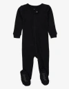 Leveret Kids Footed Solid Cotton Matching Family Pajamas In Black
