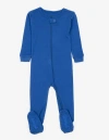 Leveret Kids Footed Solid Cotton Matching Family Pajamas In Blue