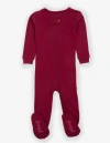 Leveret Kids Footed Solid Cotton Matching Family Pajamas In Burgundy
