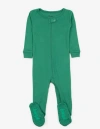 Leveret Kids Footed Solid Cotton Matching Family Pajamas In Green