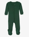 Leveret Kids Footed Solid Cotton Matching Family Pajamas In Green