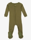 Leveret Kids Footed Solid Cotton Matching Family Pajamas In Green