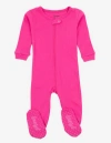 Leveret Kids Footed Solid Cotton Matching Family Pajamas In Pink