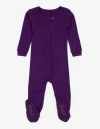 Leveret Kids Footed Solid Cotton Matching Family Pajamas In Purple