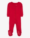 Leveret Kids Footed Solid Cotton Matching Family Pajamas In Red
