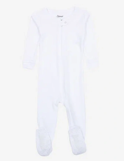 Leveret Kids Footed Solid Cotton Matching Family Pajamas In White