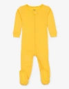 Leveret Kids Footed Solid Cotton Matching Family Pajamas In Yellow