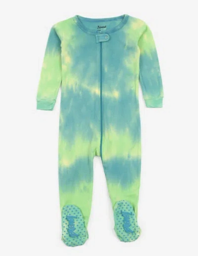 Leveret Kids Footed Tie Dye Cotton Matching Family Pajamas In Blue