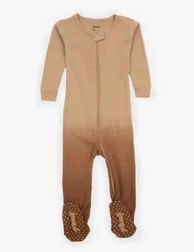 Leveret Kids Footed Tie Dye Cotton Matching Family Pajamas In Brown