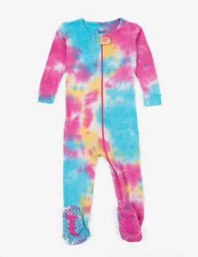Leveret Kids Footed Tie Dye Cotton Matching Family Pajamas In Multi
