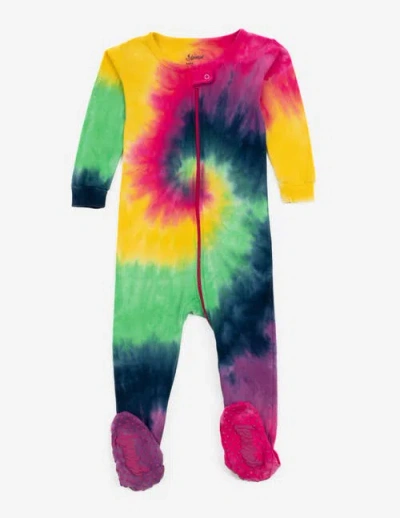 Leveret Kids Footed Tie Dye Cotton Matching Family Pajamas In Multi