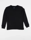 Leveret Kids Long Sleeve T-shirt, 100% Cotton, Solid Colors In Black