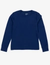 Leveret Kids Long Sleeve T-shirt, 100% Cotton, Solid Colors In Blue