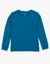 Leveret Kids Long Sleeve T-shirt, 100% Cotton, Solid Colors In Blue