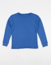 Leveret Kids Long Sleeve T-shirt, 100% Cotton, Solid Colors In Blue
