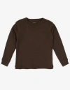 Leveret Kids Long Sleeve T-shirt, 100% Cotton, Solid Colors In Brown