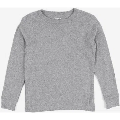 Leveret Kids Long Sleeve T-shirt, 100% Cotton, Solid Colors In Gray