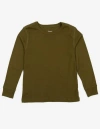 Leveret Kids Long Sleeve T-shirt, 100% Cotton, Solid Colors In Green