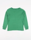 Leveret Kids Long Sleeve T-shirt, 100% Cotton, Solid Colors In Green