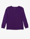 Leveret Kids Long Sleeve T-shirt, 100% Cotton, Solid Colors In Purple
