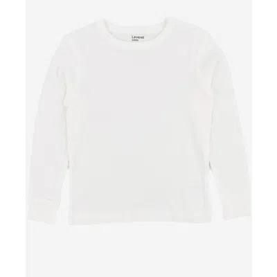 Leveret Kids Long Sleeve T-shirt, 100% Cotton, Solid Colors In White