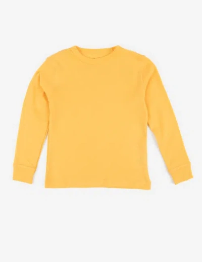 Leveret Kids Long Sleeve T-shirt, 100% Cotton, Solid Colors In Yellow