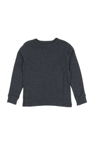 Leveret Kids Long Sleeve T-shirt, 100% Cotton, Solid Colors In Gray