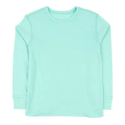Leveret Kids Long Sleeve T-shirt Classic Solid Color In Blue