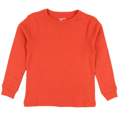 Leveret Kids Long Sleeve T-shirt Classic Solid Color In Orange