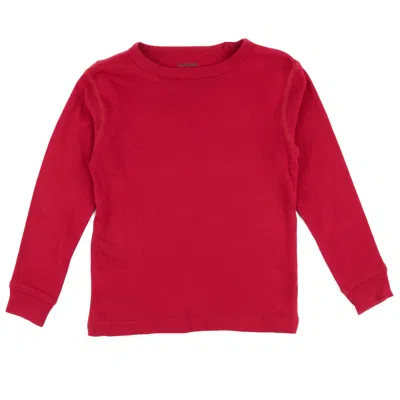 Leveret Kids Long Sleeve T-shirt Classic Solid Color In Red