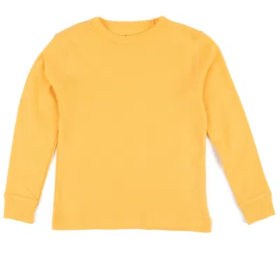 Leveret Kids Long Sleeve T-shirt Classic Solid Color In Yellow