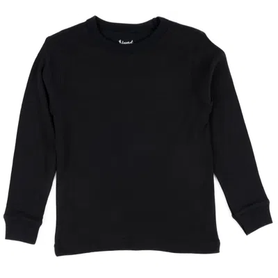 Leveret Kids Long Sleeve T-shirt Neutral Solid Color In Black