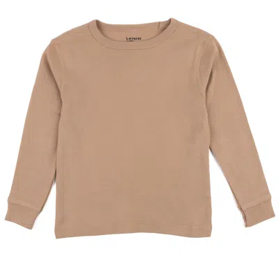 Leveret Kids Long Sleeve T-shirt Neutral Solid Color In Brown