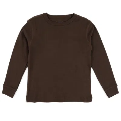 Leveret Kids Long Sleeve T-shirt Neutral Solid Color In Brown