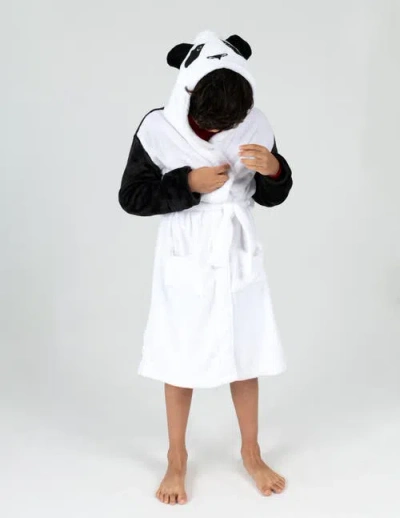 Leveret Kids Printed Fleece Hooded Robe In Burgundy