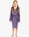 Leveret Kids Printed Fleece Hooded Robe In Purple