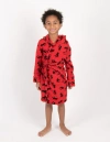 Leveret Kids Printed Fleece Hooded Robe In Red