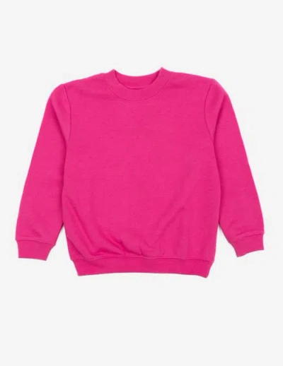 Leveret Kids Pullover Sweatshirt, Long Sleeve, Solid Colors In Pink