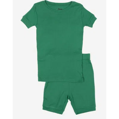 Leveret Kids Short Sleeve Cotton Solid Matching Family Pajamas In Green
