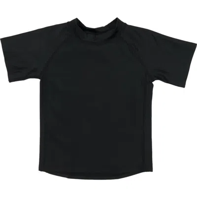 Leveret Kids Short Sleeve Rash Guard, Upf 50+ Swim Shirt In Black