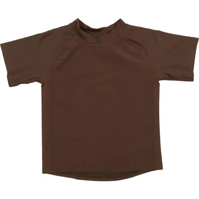 Leveret Babies'  Kids Short Sleeve Rash Guard, Upf 50+ Swim Shirt In Brown