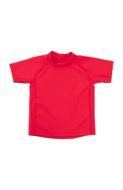 Leveret Kids Short Sleeve Rash Guard, Upf 50+ Swim Shirt In Red