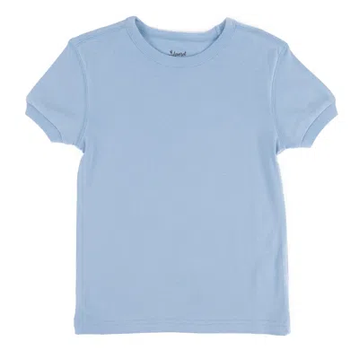 Leveret Kids Short Sleeve T-shirt Classic Solid Color In Blue