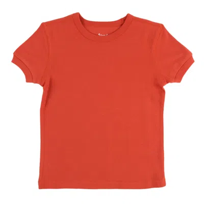 Leveret Kids Short Sleeve T-shirt Classic Solid Color In Orange