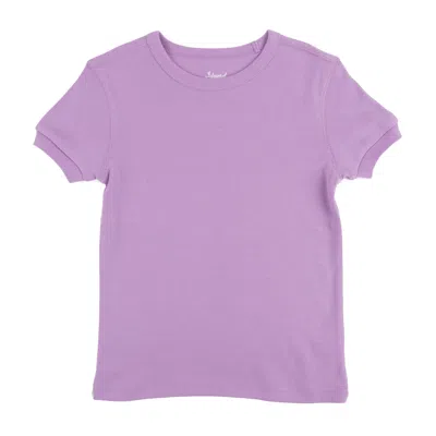 Leveret Kids Short Sleeve T-shirt Classic Solid Color In Purple