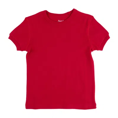 Leveret Kids Short Sleeve T-shirt Classic Solid Color In Red