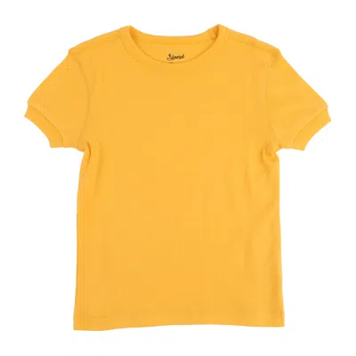 Leveret Kids Short Sleeve T-shirt Classic Solid Color In Yellow