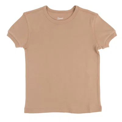 Leveret Kids Short Sleeve T-shirt Neutral Solid Color In Beige
