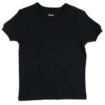 Leveret Kids Short Sleeve T-shirt Neutral Solid Color In Black